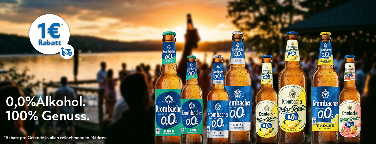 Krombacher 0,0% Rabattaktion 1 Euro - KW 32 und 33 in 2026